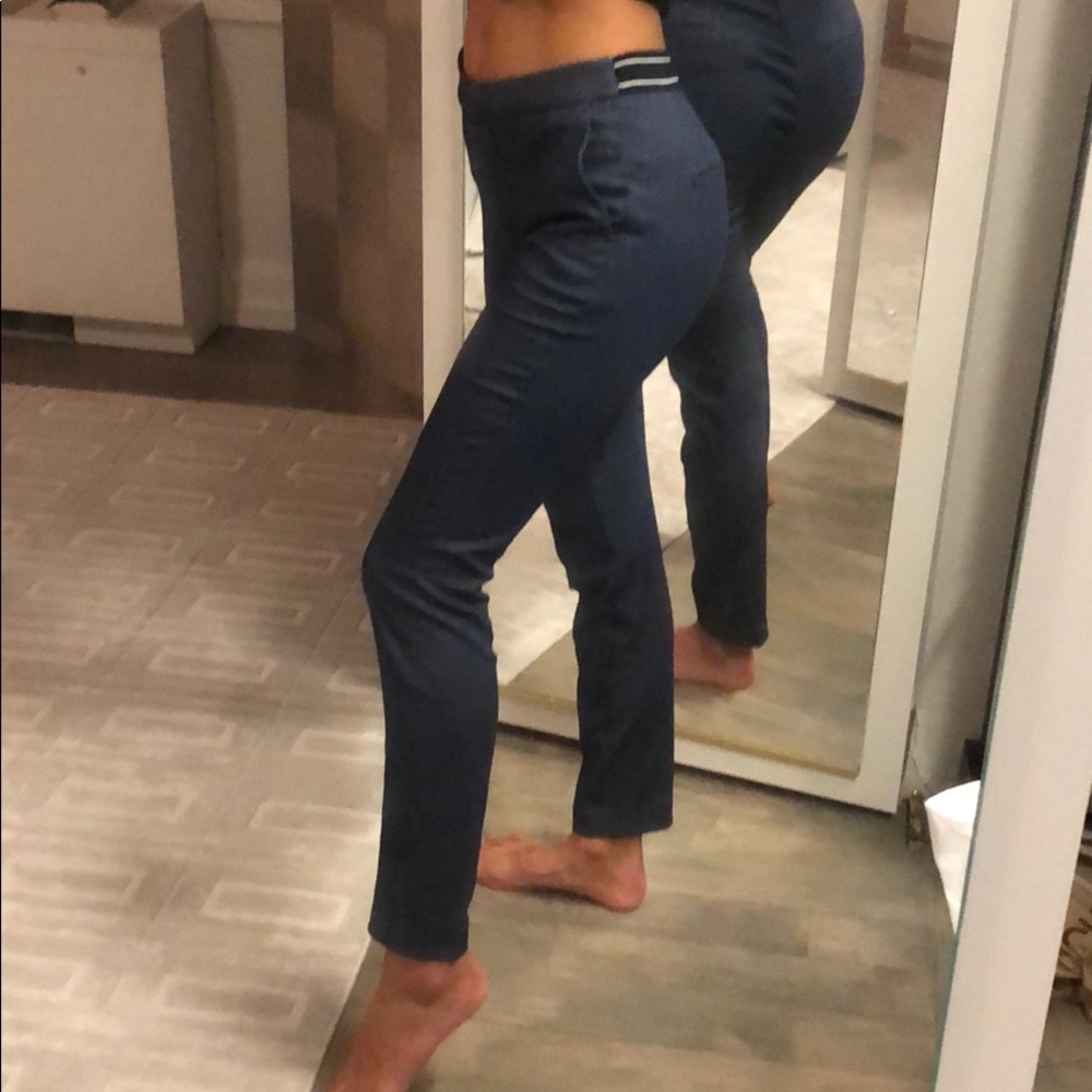 Zara Navy Straight Leg Trousers